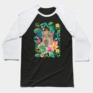 Tropical Lilac Shar Pei Baseball T-Shirt